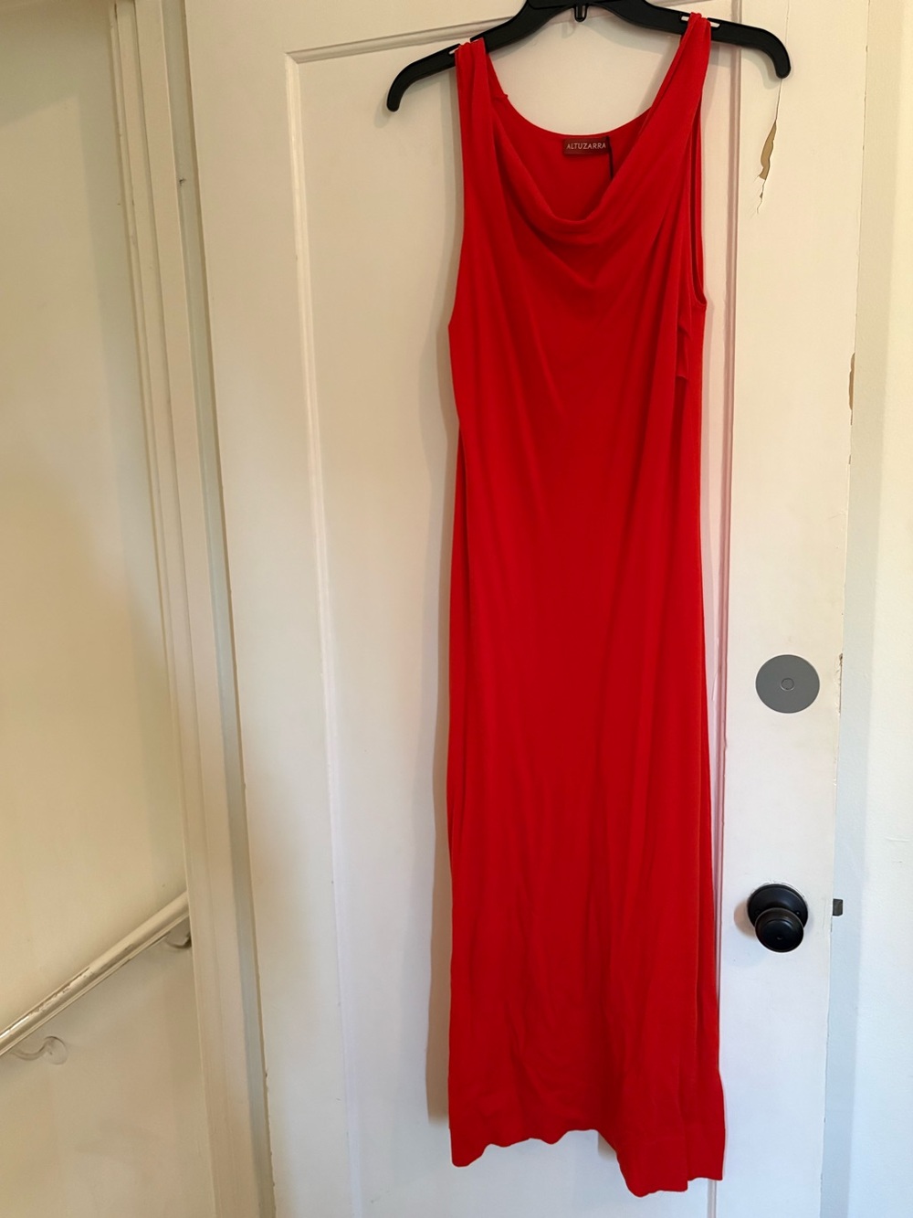 Altuzarra Red Draped Cowl-Neck Maxi Dress